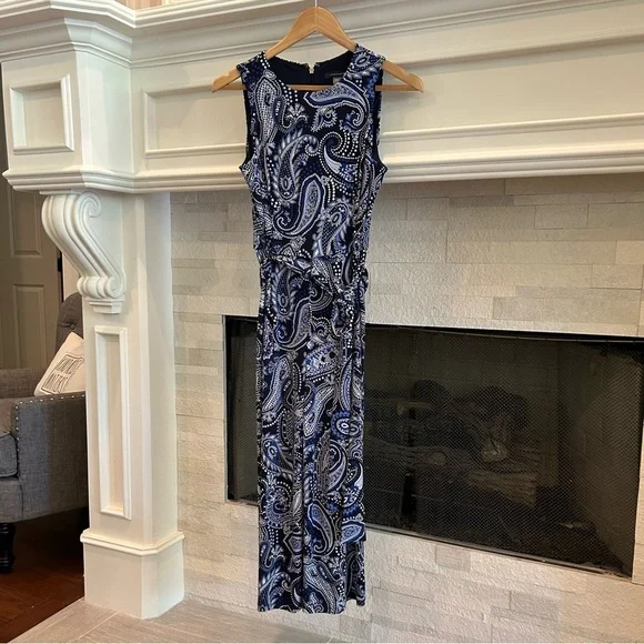 💐 Tommy Hilfiger Blue Paisley Sleeveless Jumpsuit - Picture 4 of 12